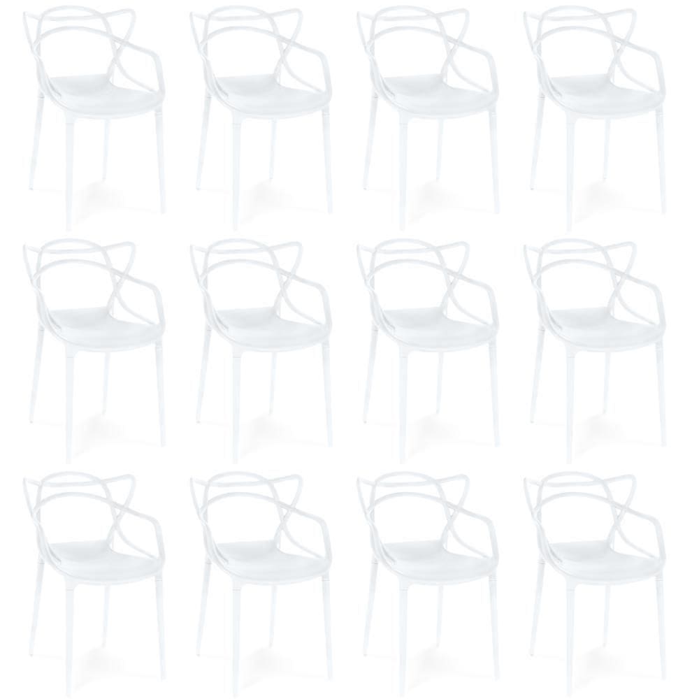 Kit 12 Cadeiras De Jantar Allegra Prática Empilhável - Branco