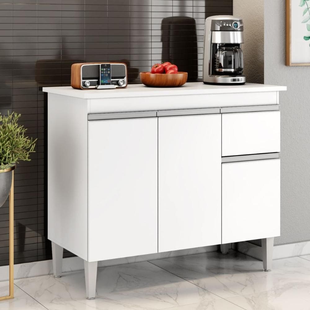 Balcão para Cozinha 3 portas Forks branco
