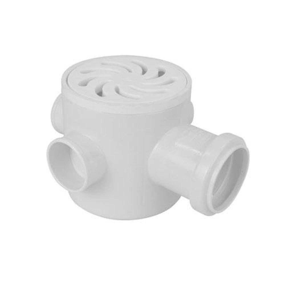 Caixa Sifonada Redonda 3 Entrada Nº64 100x100x50mm Pvc Amanco Esgoto Primário Secundário Dn 40/50/75