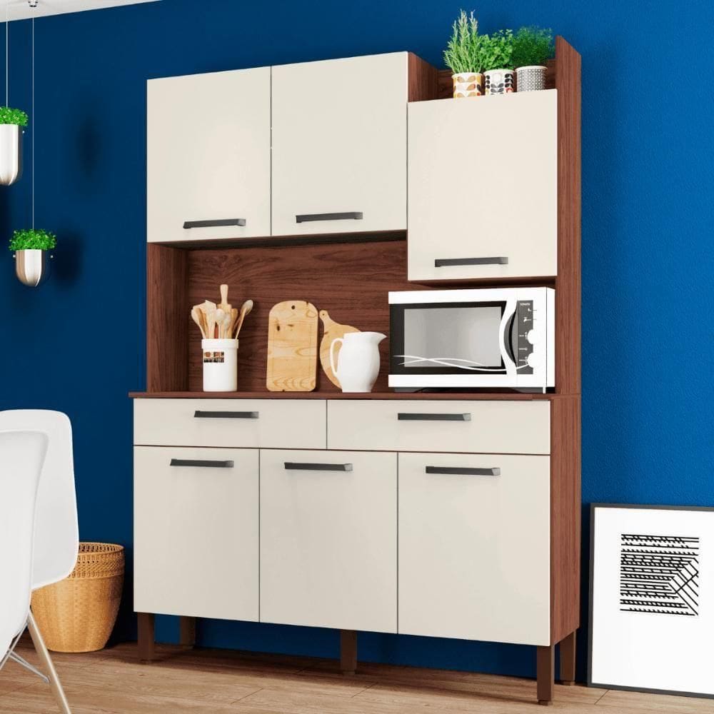 Conjunto Cozinha 6 Portas E Gavetas Torino Nogueira / Off White