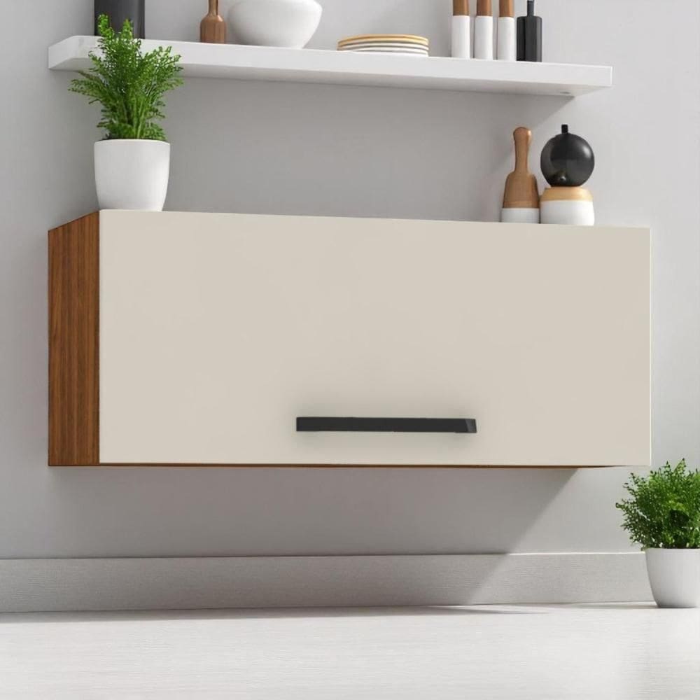 Armário Refrigerador 700 Lapis Nogueira Off White