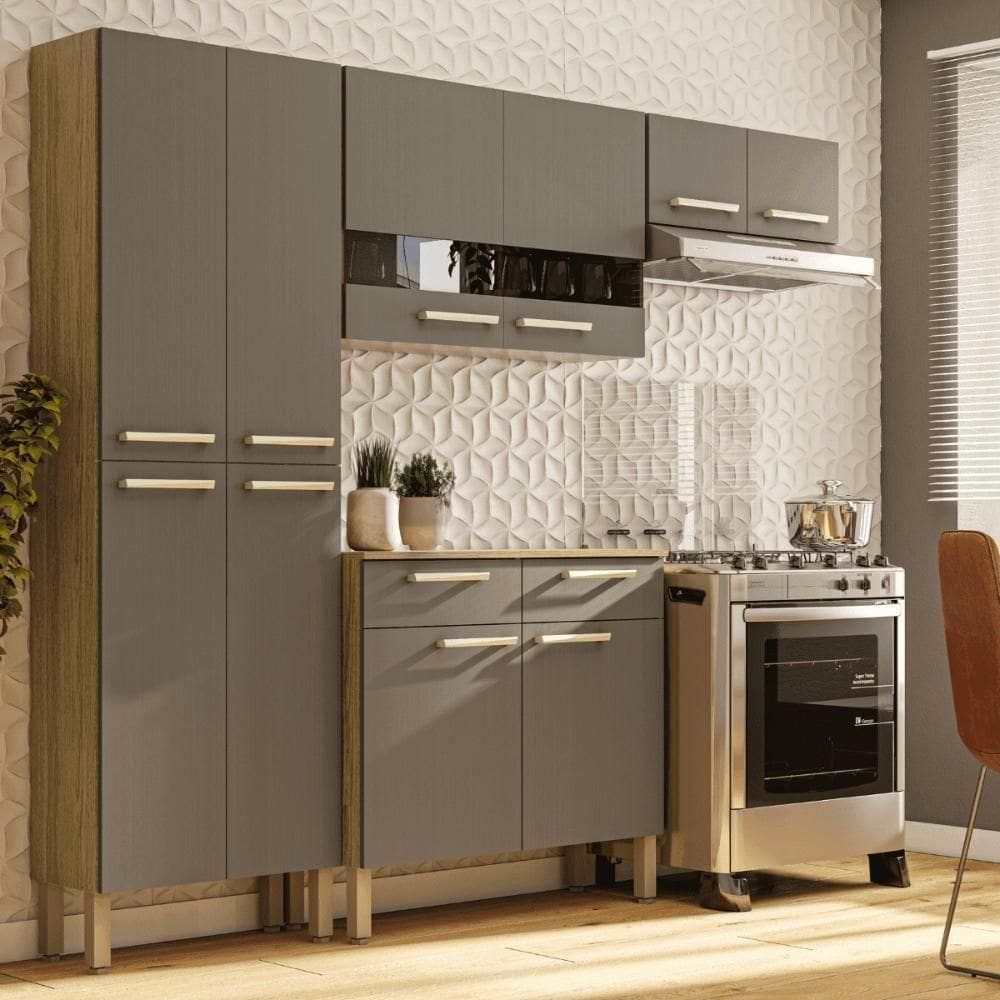 Cozinha Marina C/ Balcão Freijó Gris