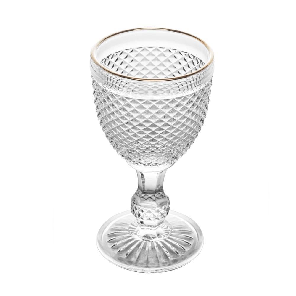 Taça Para Água Com Fio De Ouro Bico De Jaca 300ml Vidro