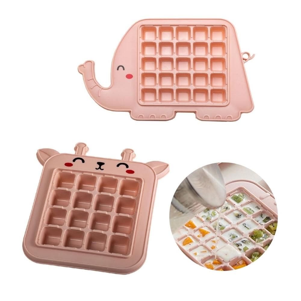 Jogo 2 Formas Gelo Gelatina Girafa Elefante 32 Cavidades