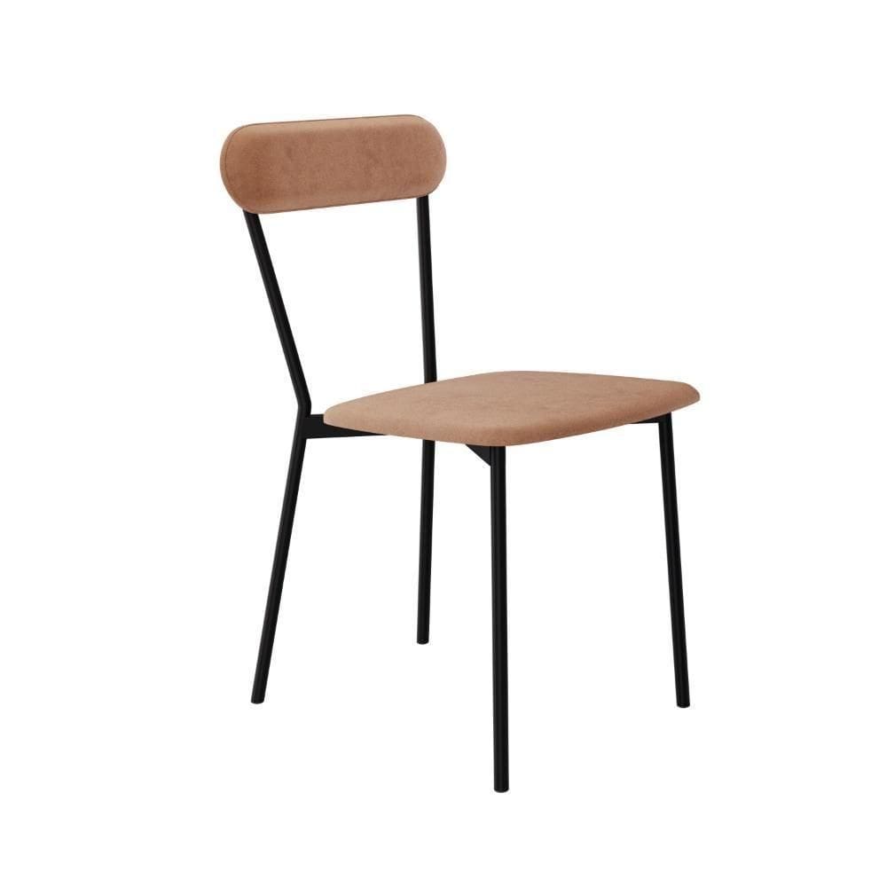 Cadeira Vintage Emília Fixa Com 4 Pés 450x505x810 Mm Com 1 Unidade Veludo Nude