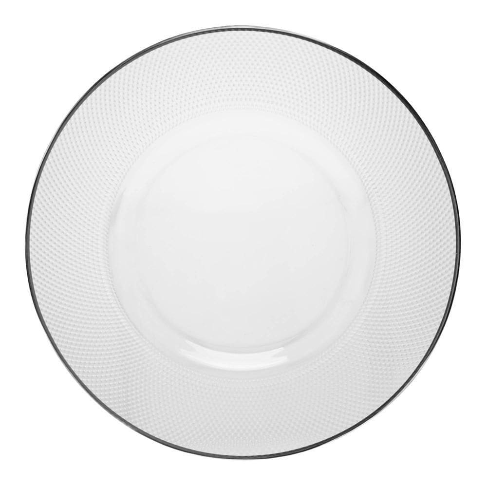 Sousplat Com Fio Prata Thin Edge de Cristal 33cm