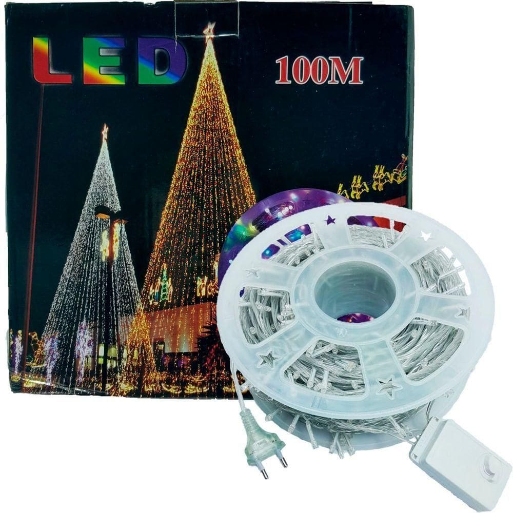 Pisca Varal Cordão Decorativo Com Leds Azul Redondo 100m