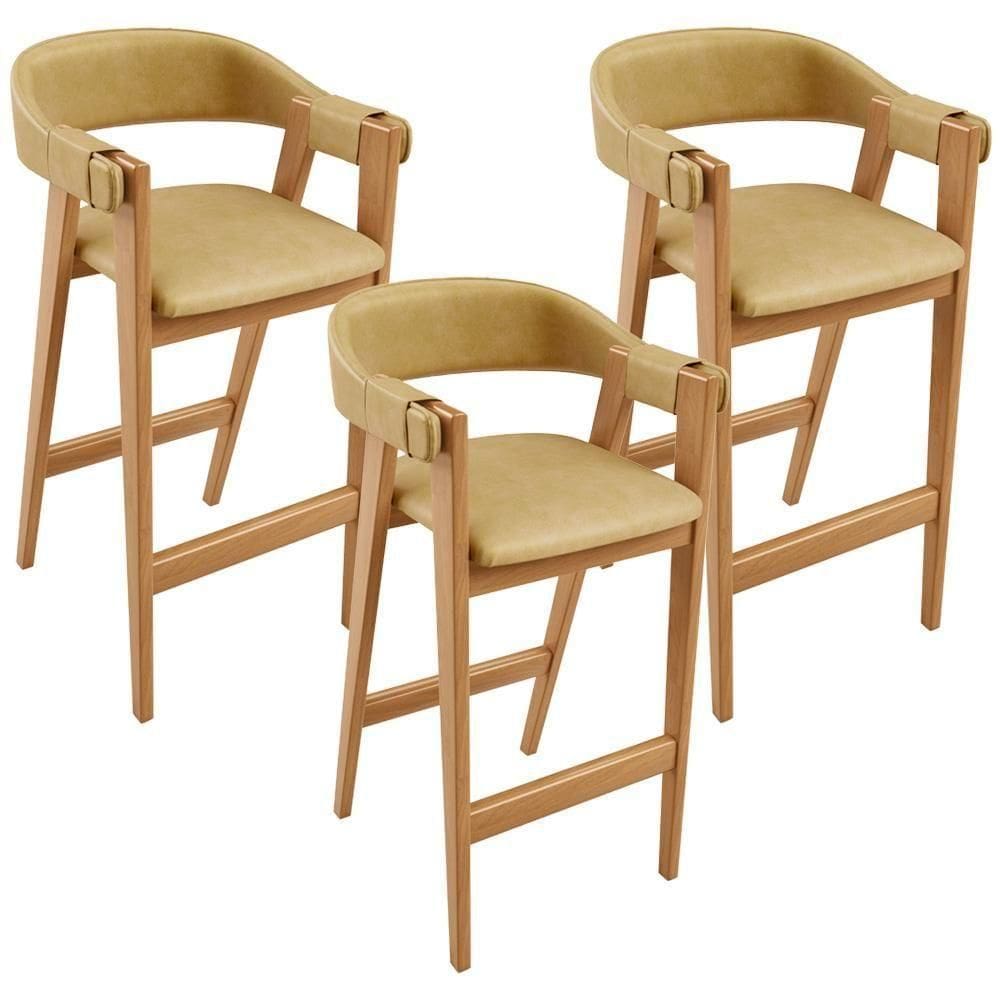 Kit 03 Banquetas Alta Bar Cozinha Sala De Jantar Bar Nadja L02 Couríssimo Fendi - Lyam Decor