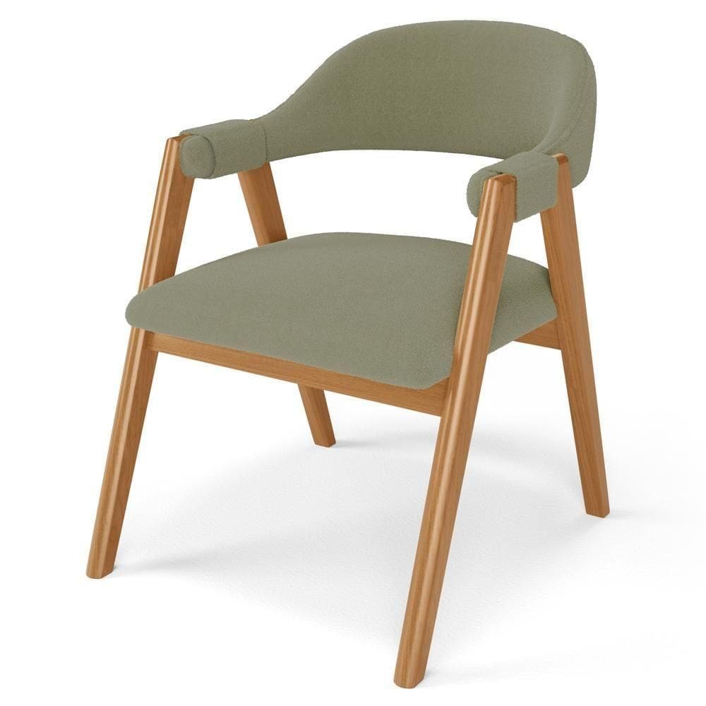 Cadeira De Jantar E Estar Living Estofada Nadja L02 Bouclê Oliva - Lyam Decor