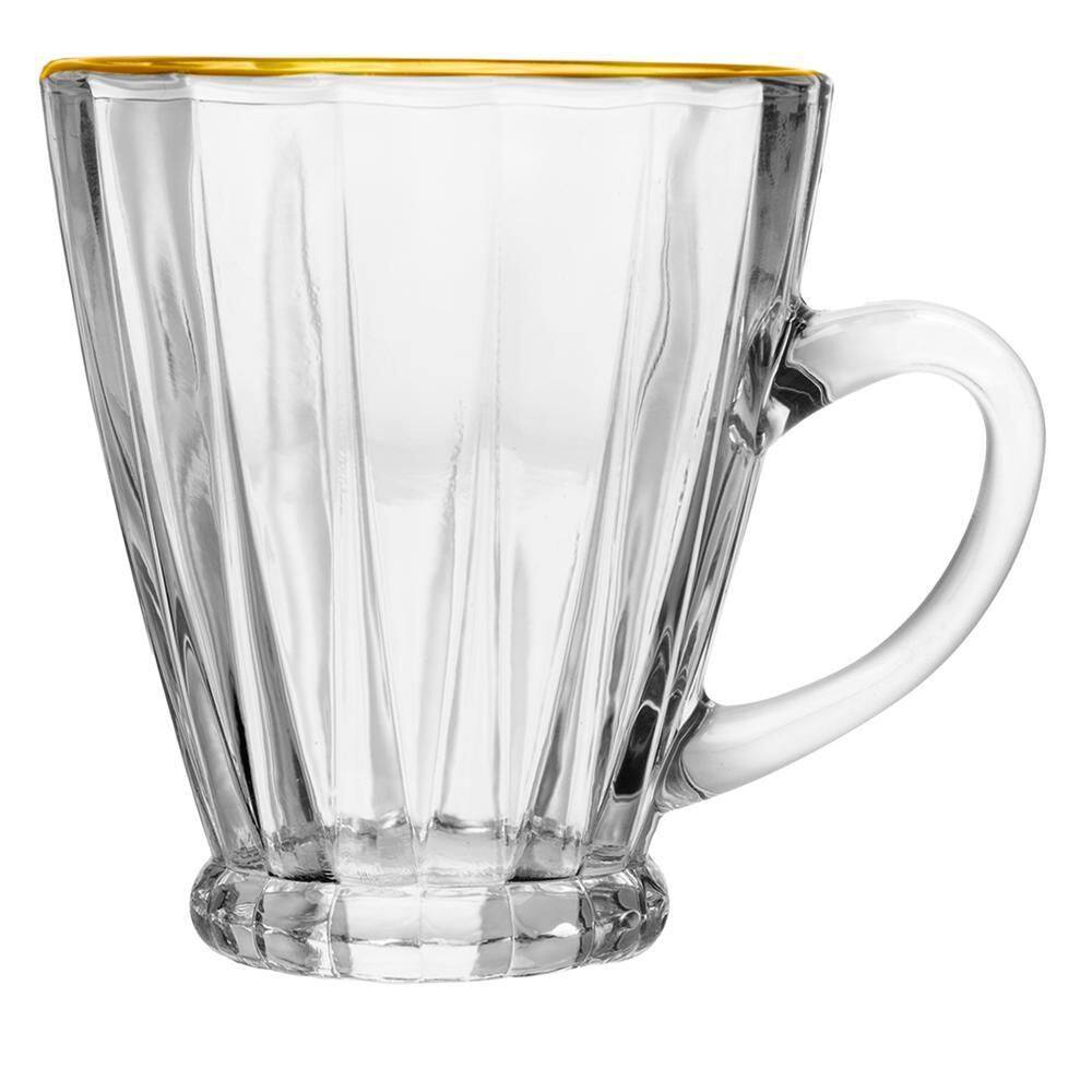 Xícara Para Café De Cristal Com Fio De Ouro Radial 160ml