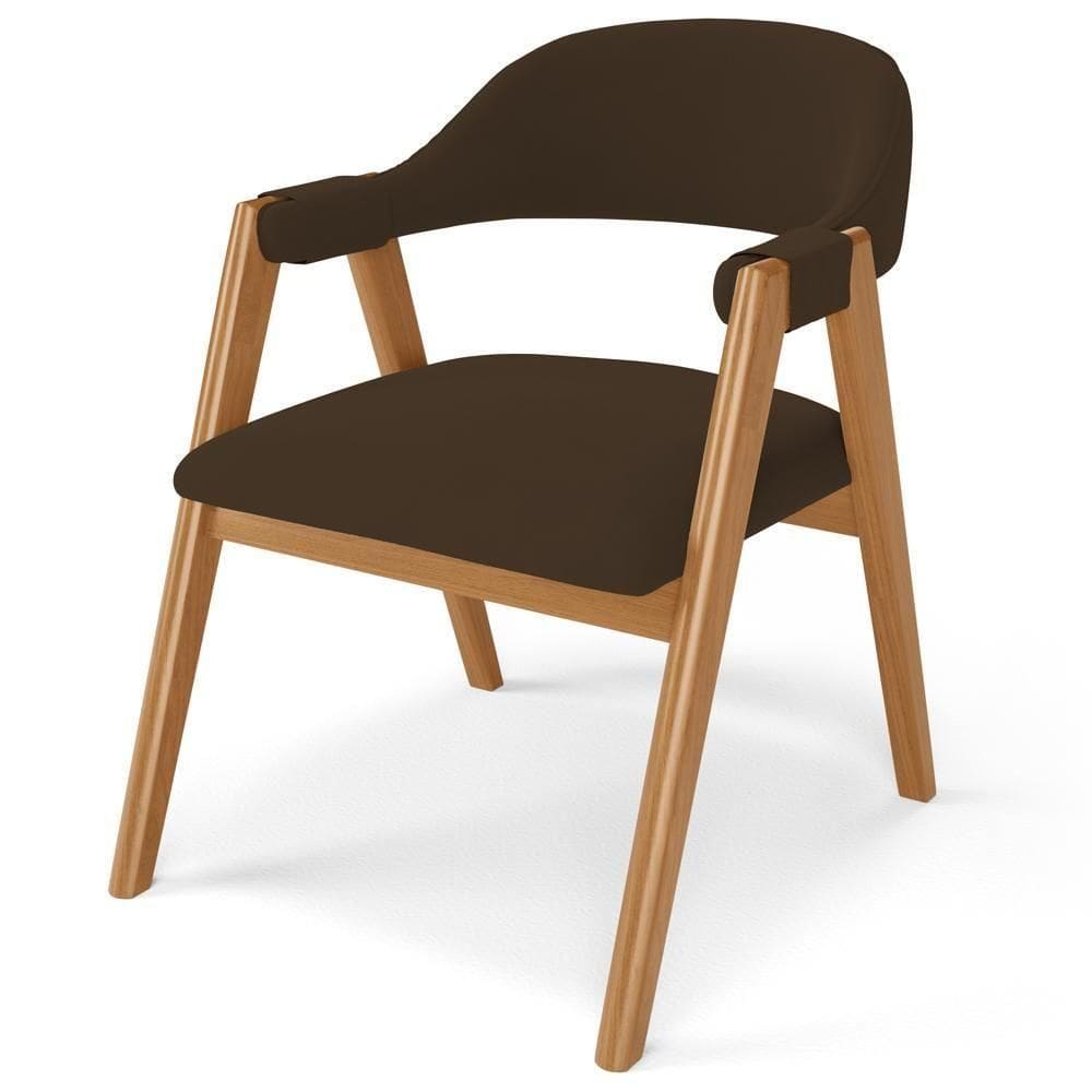 Cadeira De Jantar E Estar Living Estofada Nadja L02 Suede Marrom - Lyam Decor