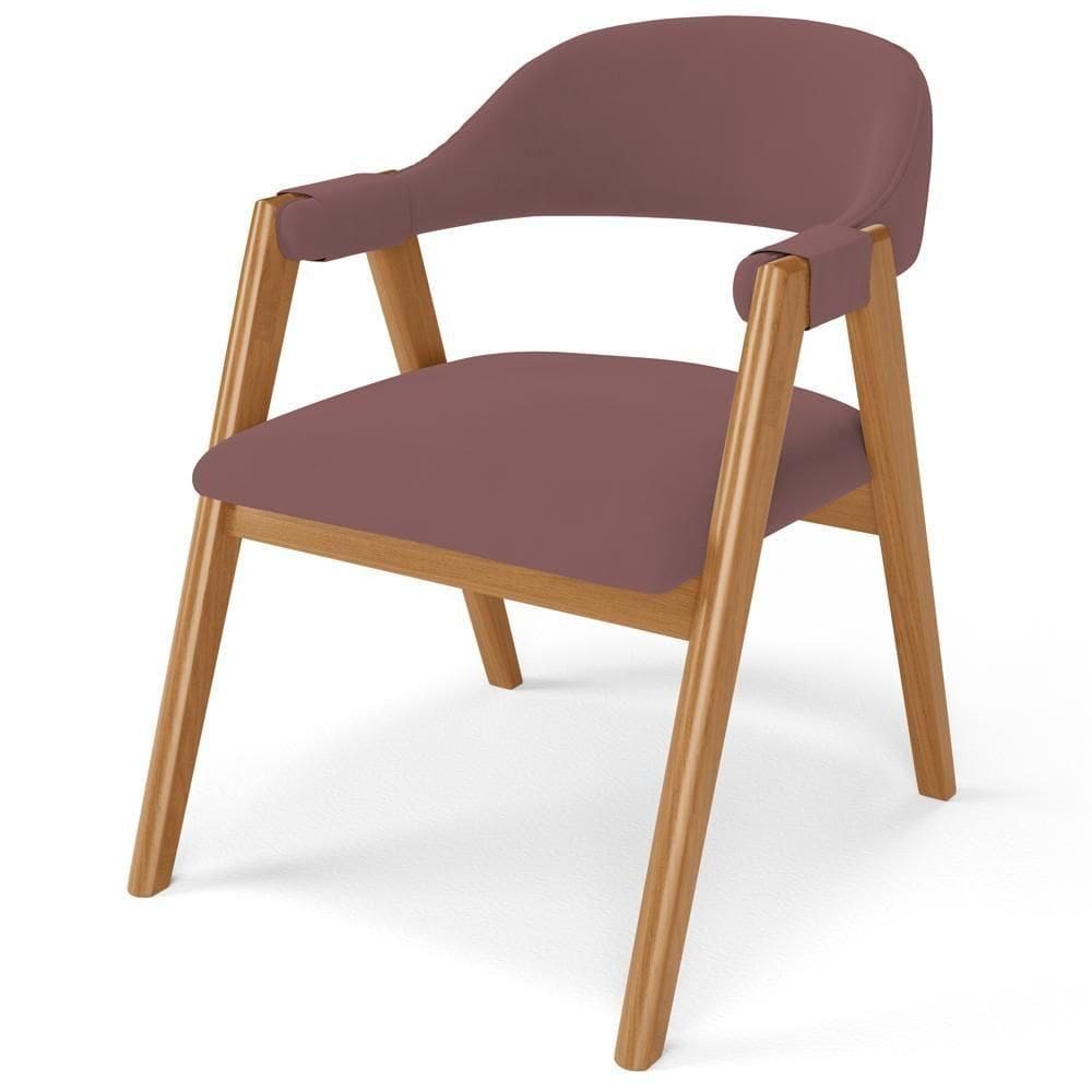 Cadeira De Jantar E Estar Living Estofada Nadja L02 Suede Rosê - Lyam Decor