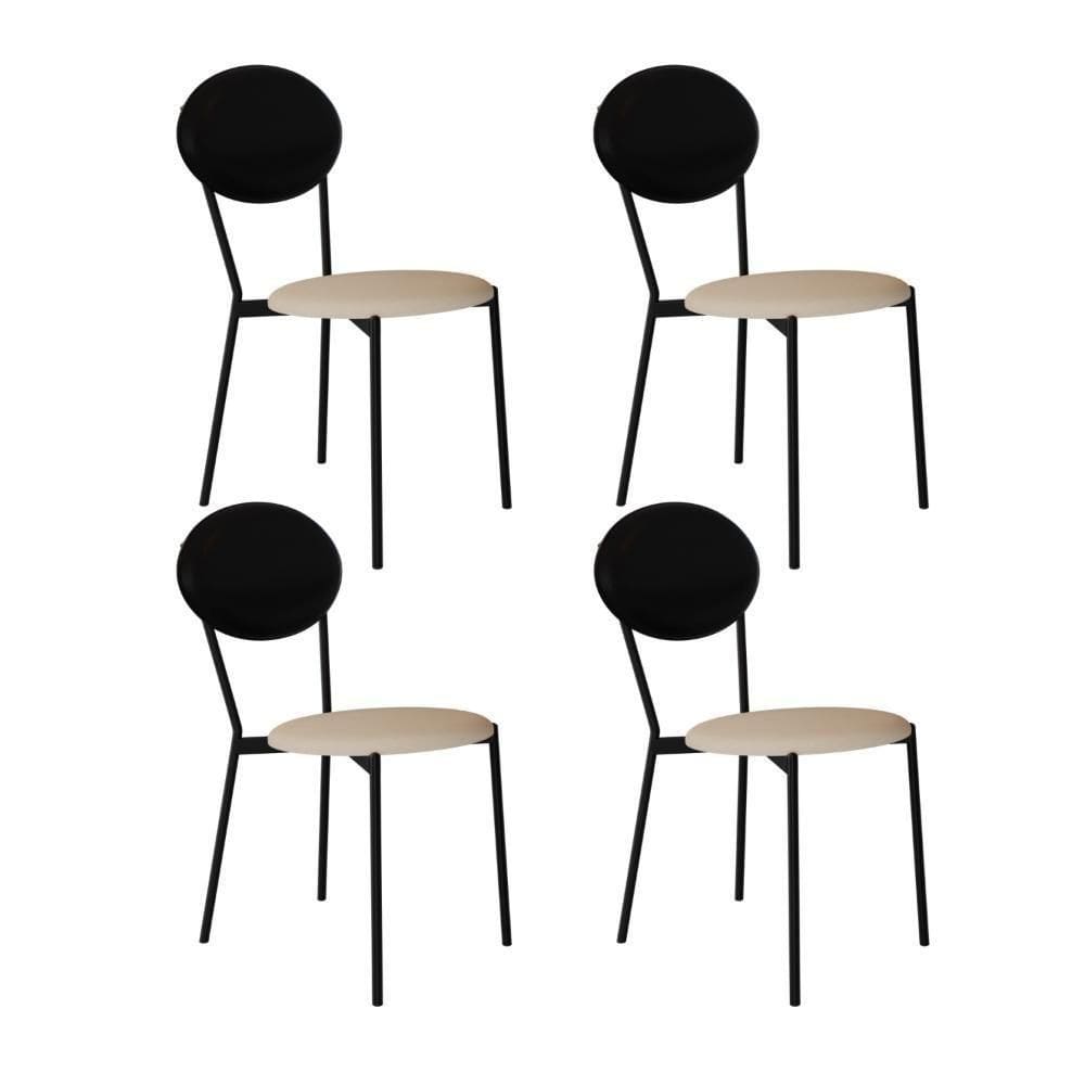 Cadeira Vintage Elipse Fixa Com 4 Pés 430x535x860 Mm Com 4 Unidades Areia Lgt/Courino Preto
