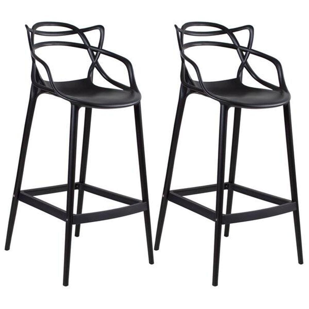 Kit Com 2 Banquetas Allegra Masters 100% Polipropileno Preta