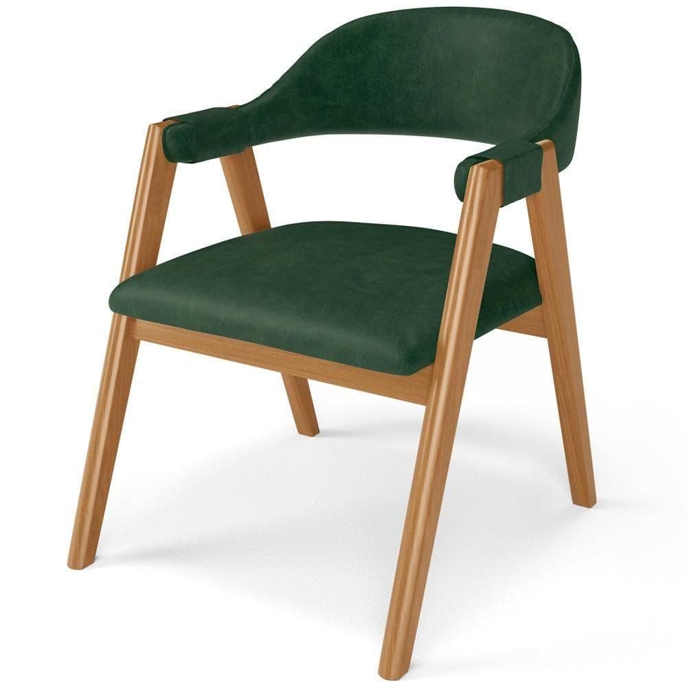 Cadeira De Jantar E Estar Living Estofada Nadja L02 Couríssimo Verde Musgo - Lyam Decor