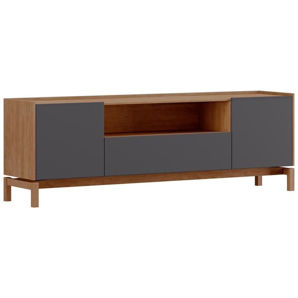 Rack Para Sala De Estar Tv 50 Pol 2 Portas 1 Gaveta Esdras F06 Tauari Concret - Lyam Decor