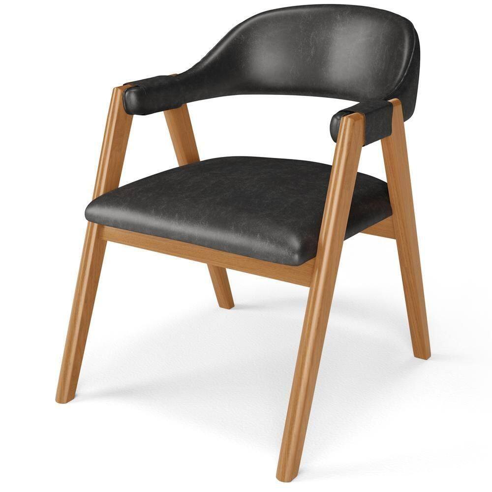 Cadeira De Jantar E Estar Living Estofada Nadja L02 Couríssimo Preto - Lyam Decor