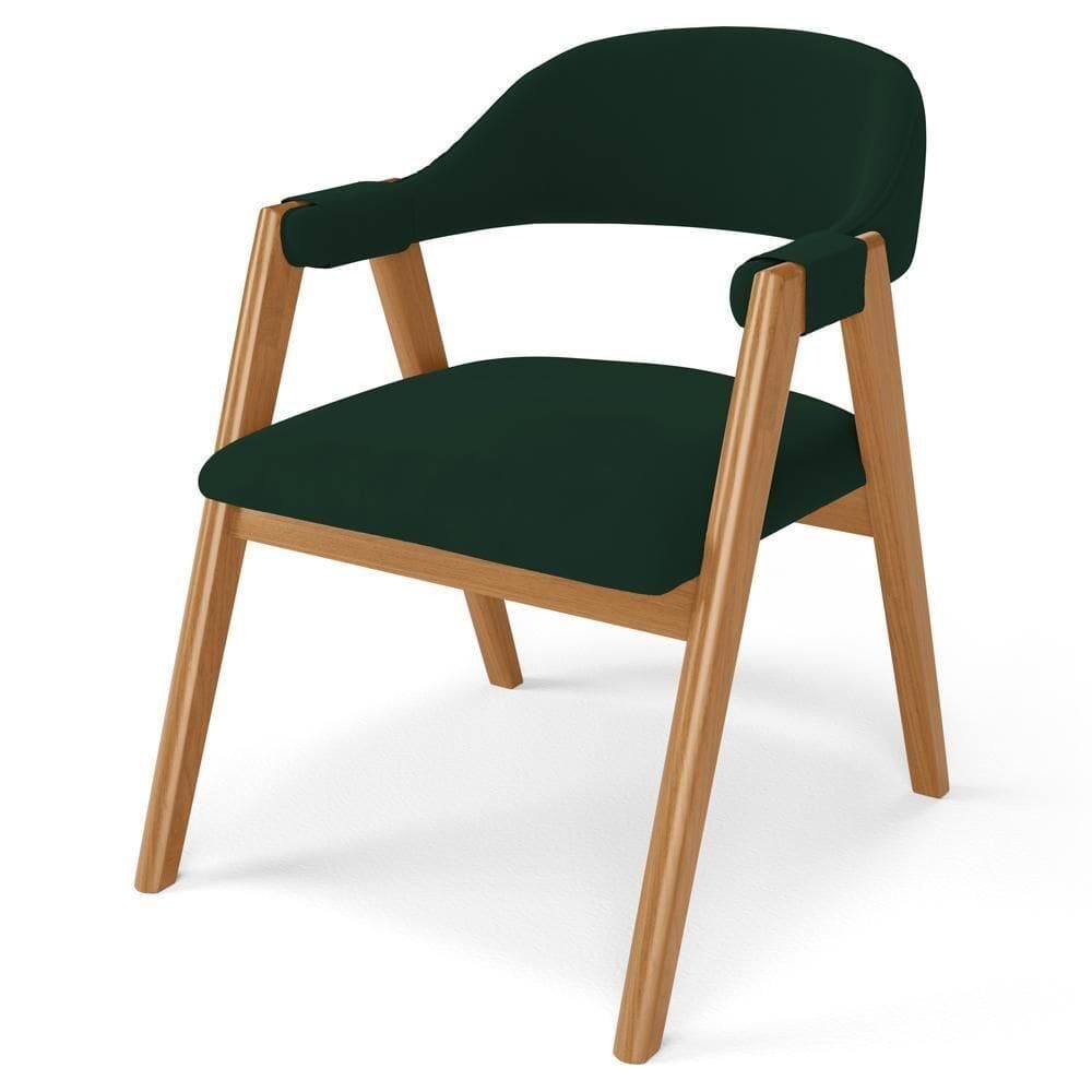 Cadeira De Jantar E Estar Living Estofada Nadja L02 Suede Verde Musgo - Lyam Decor