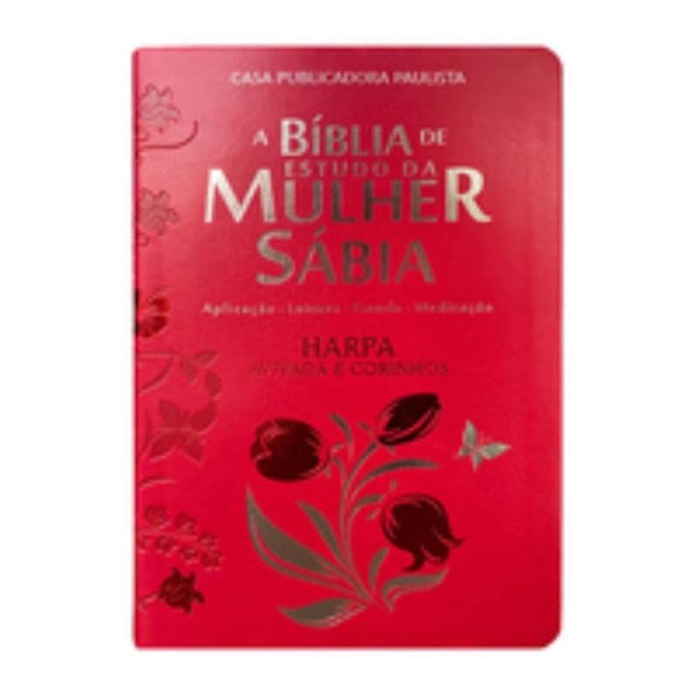 Bíblia da mulher sábia full color c/ harpa - Tulipa vermelha