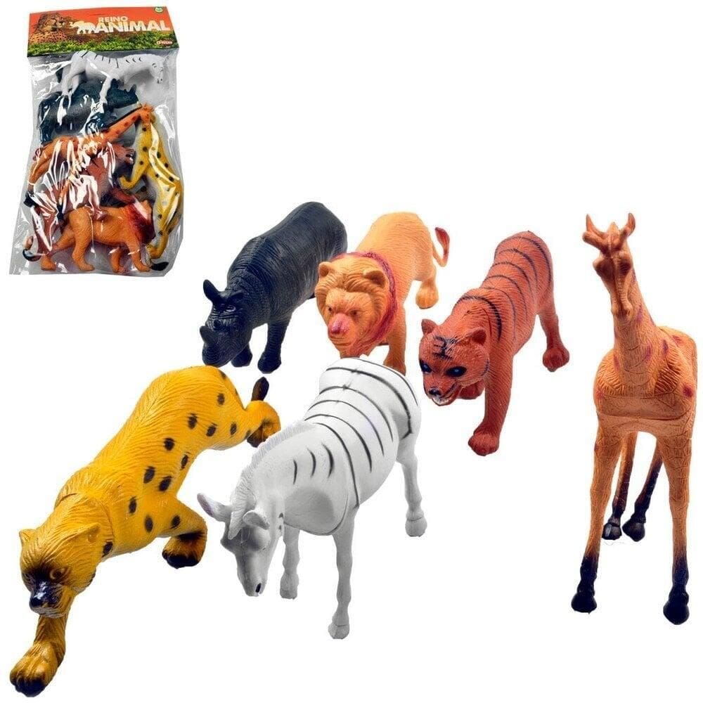 KIT Animais de Plástico 06 Peças Selva - Tudo em Caixa
