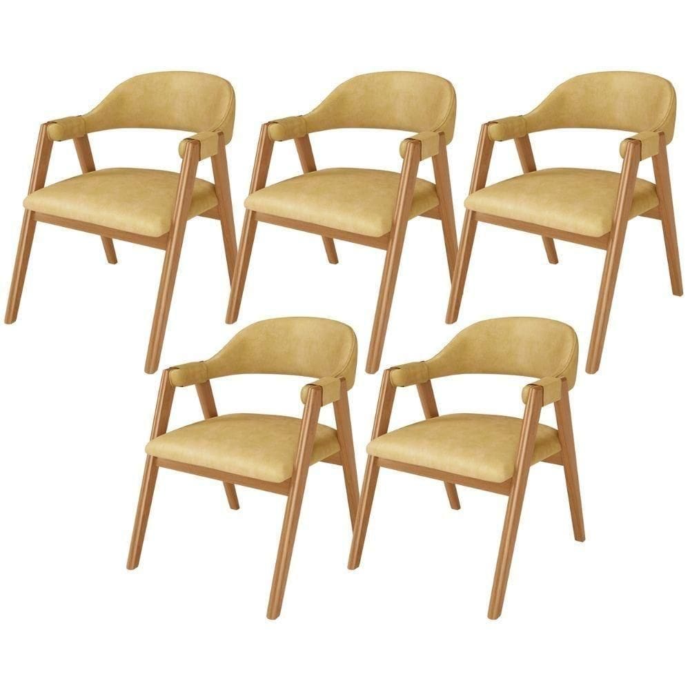 Kit 05 Cadeiras De Jantar E Estar Living Estofada Nadja L02 Couríssimo Fendi - Lyam Decor