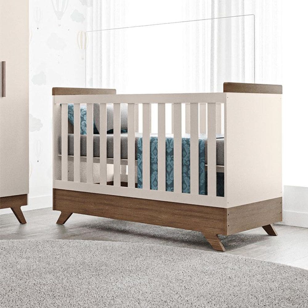 Berço Americano Ambiente Retrô Vitória Off White Carvalho – Carolina