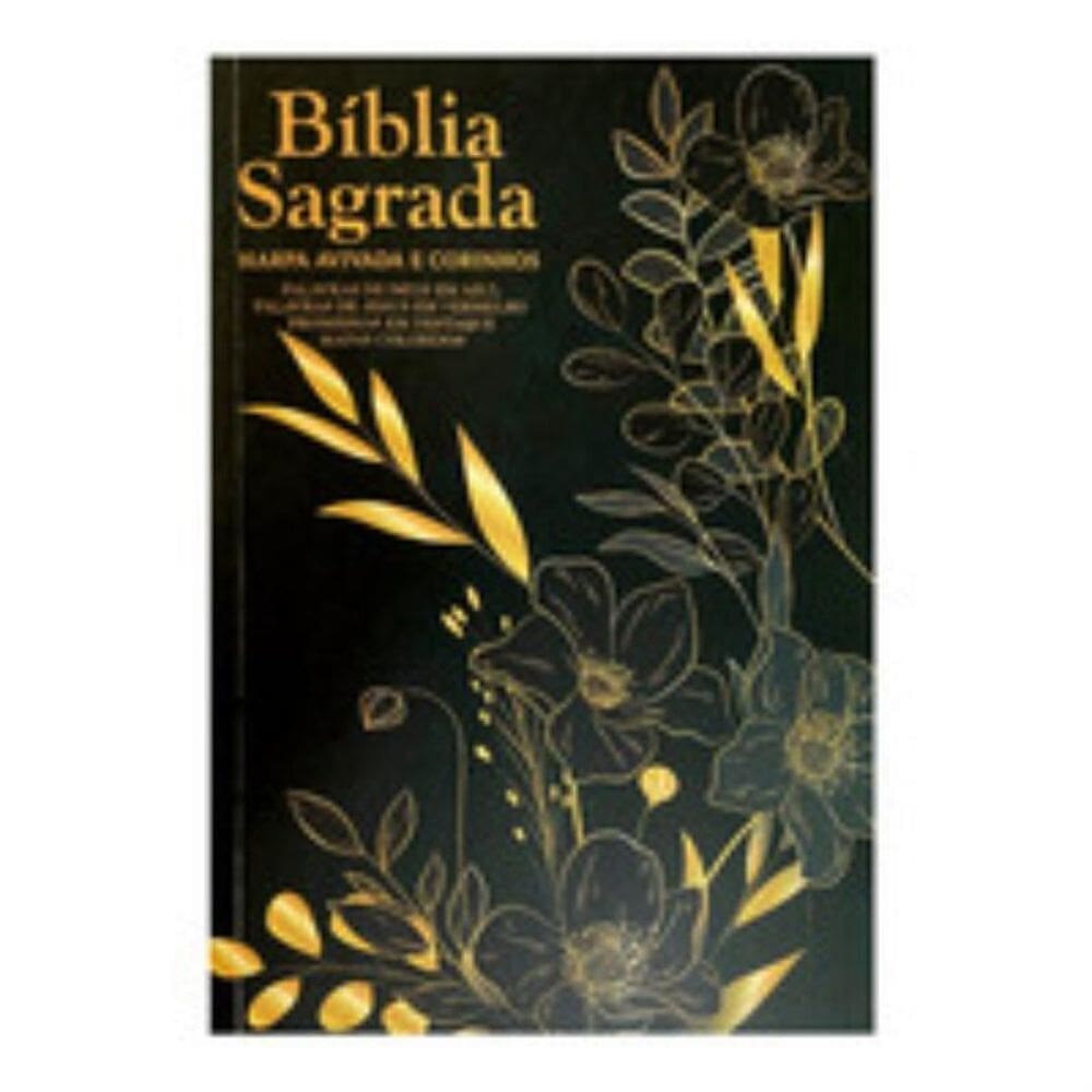 Bíblia gigante ppm arc full color brochura c/harpa - Flor Dourada