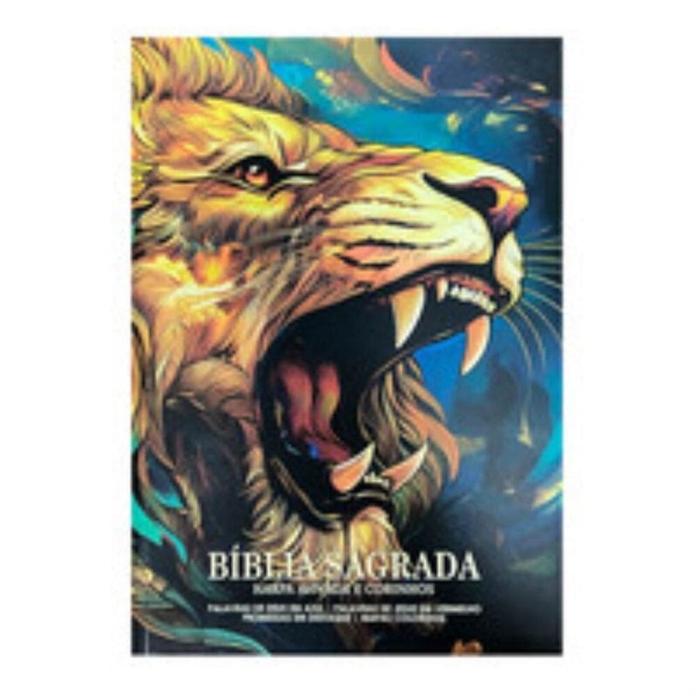 Bíblia gigante ppm arc full color brochura c/harpa - Leão Rugindo