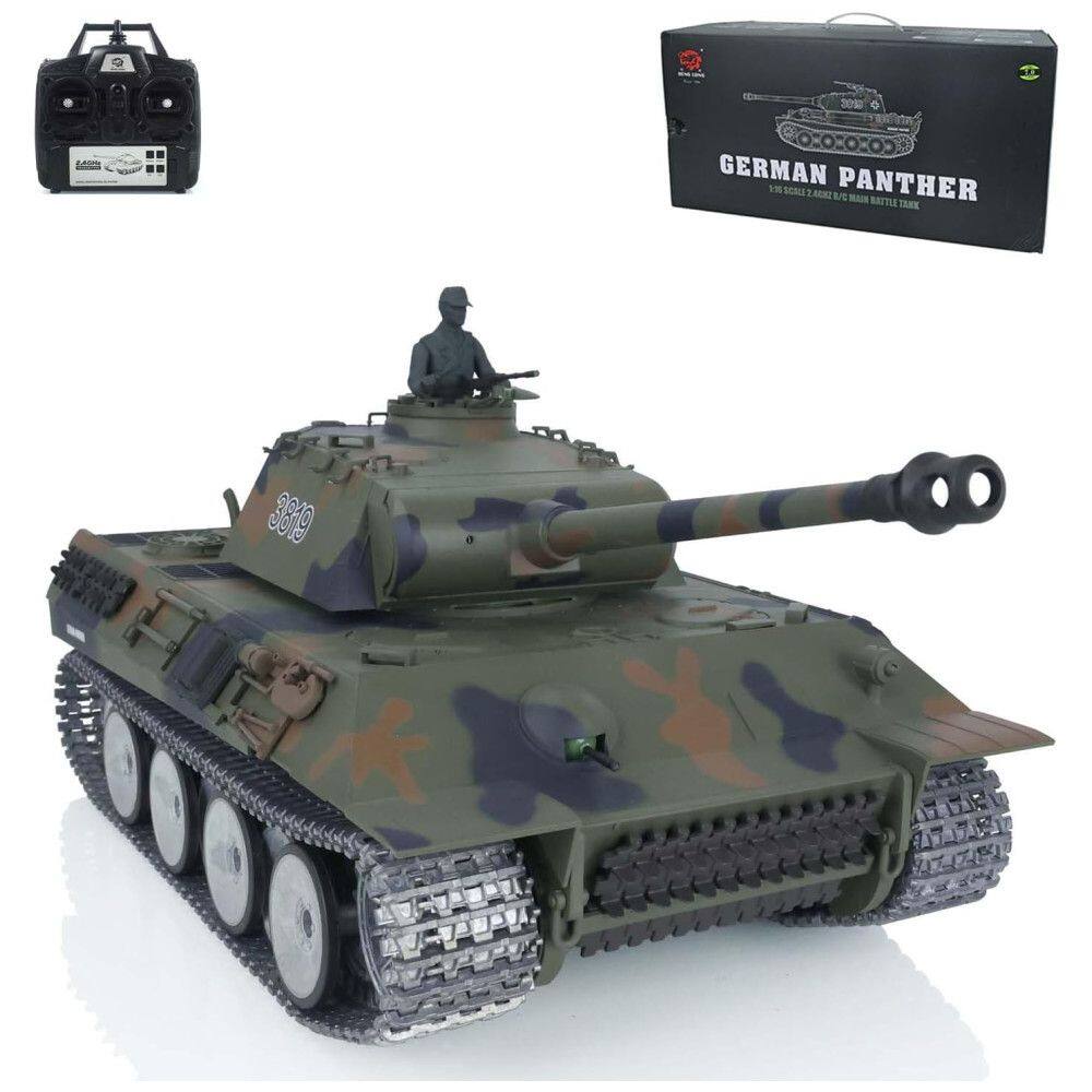 Tanque Panther RTR 3819 de Controle Remoto com Trilhos de Metal e Rotação 360 para Adultos, Heng Long
