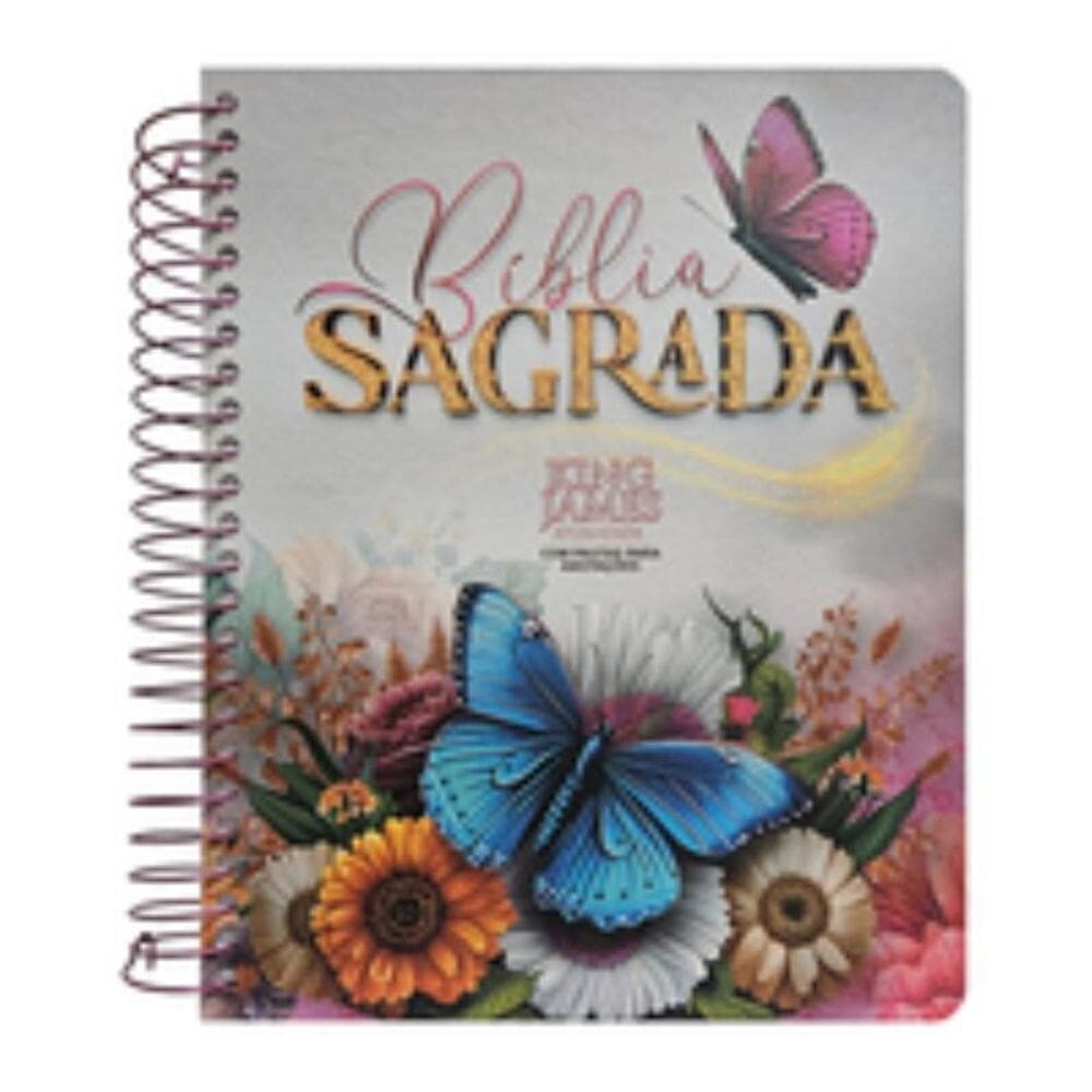 Bíblia para anotações - KJA - flores e borboletas