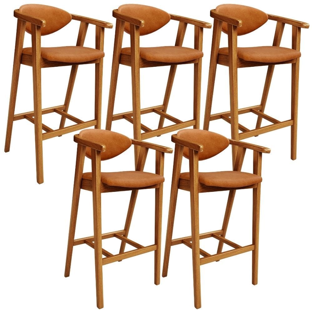 Kit 5 Banquetas Alta Para Cozinha Bancada Bar Sala de Jantar Fixa Cecília L02 Couríssimo Canela - Lyam Decor