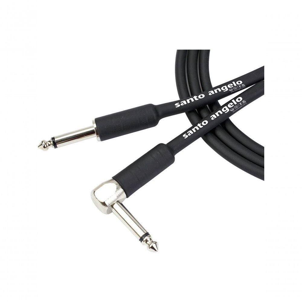 Cabo De Guitarra Angel 0,30mm Conector P10-p10 90º 10ft 3,05 Metros Preto