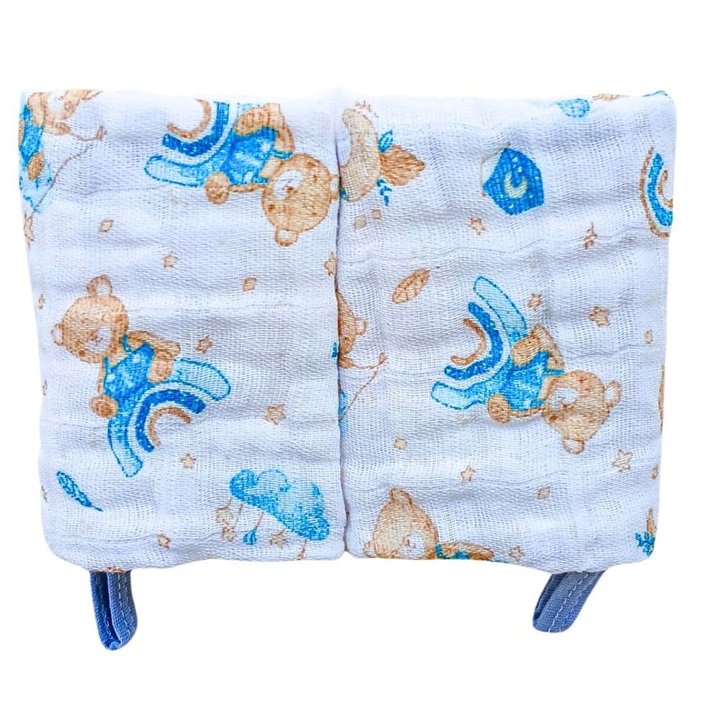 Kit 2 Toalhas Pano de Boca Bebe Soft de Algodão Menino Enxoval Com Prendedor de Chupeta