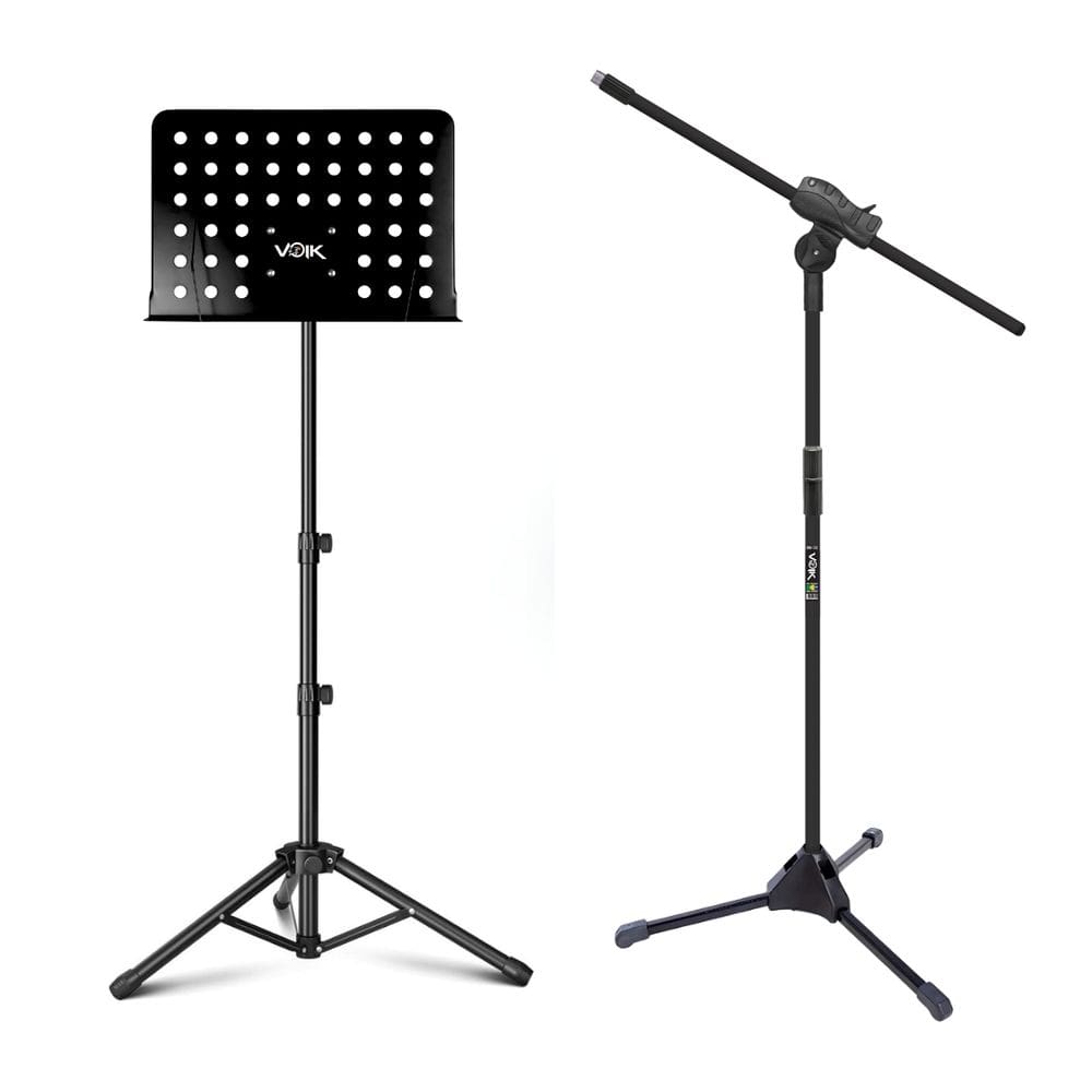 Kit Estante Partitura Com Pedestal Para Microfone Voik MS + SMV