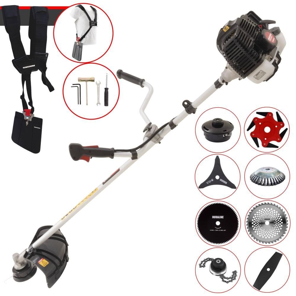 Roçadeira Multifunções Completa Kawashima KW43LE À Gasolina 2T 43cc 1,7HP Alta Rotação Ideal Para Todos os Tipos de Trabalhos Com 8 Opções de Cortes