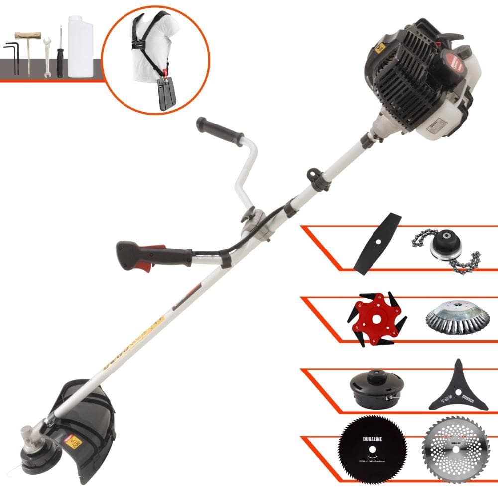 Cortador de Grama Completa À Gasolina Kawashima KW43LE 2 Tempos 43cc 1,7HP Alta Performance Roçadeira Com Carretel de Nylon e Kit de 7 Opções de Corte