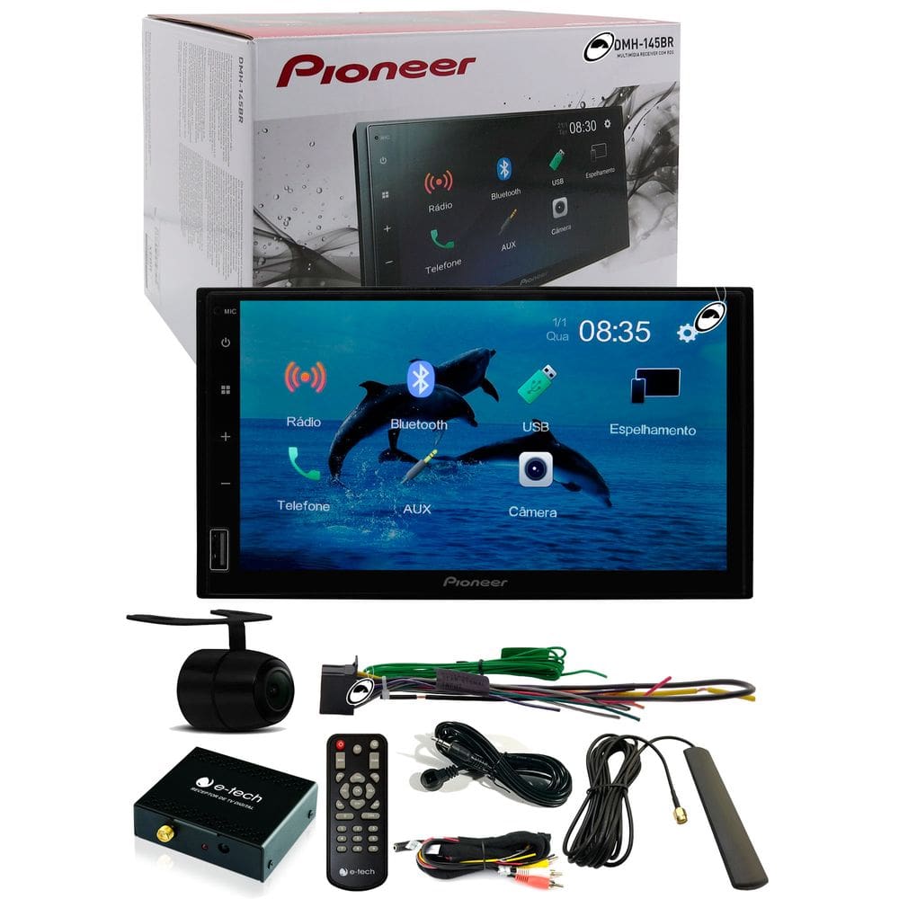 Multimídia Pioneer DMH-145BR Bluetooth Espelhamento Android + TV Digital + Câmera Ré