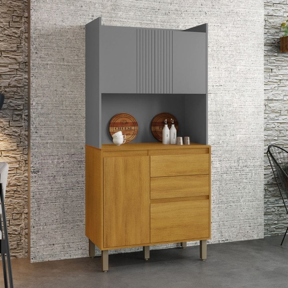 Cozinha Compacta 4 Portas 2 Gavetas com Tampo Lucca CHF