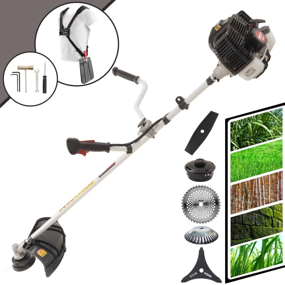 Roçadeira Kawashima KW43LE À Gasolina 2T 43cc 1,7HP Com Carretel de Nylon + Faca 2 Pontas + Faca 3 Pontas + Faca 40 Dentes + Escova de Aço Giratória
