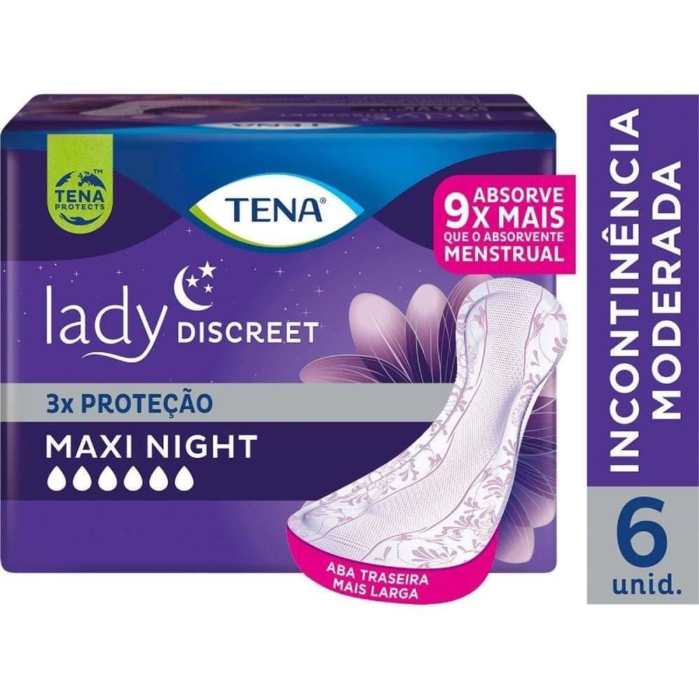 Absorvente para Incontinência UrináriaTena Lady Discreet Maxi Night - Embalagem com 6 Unidades