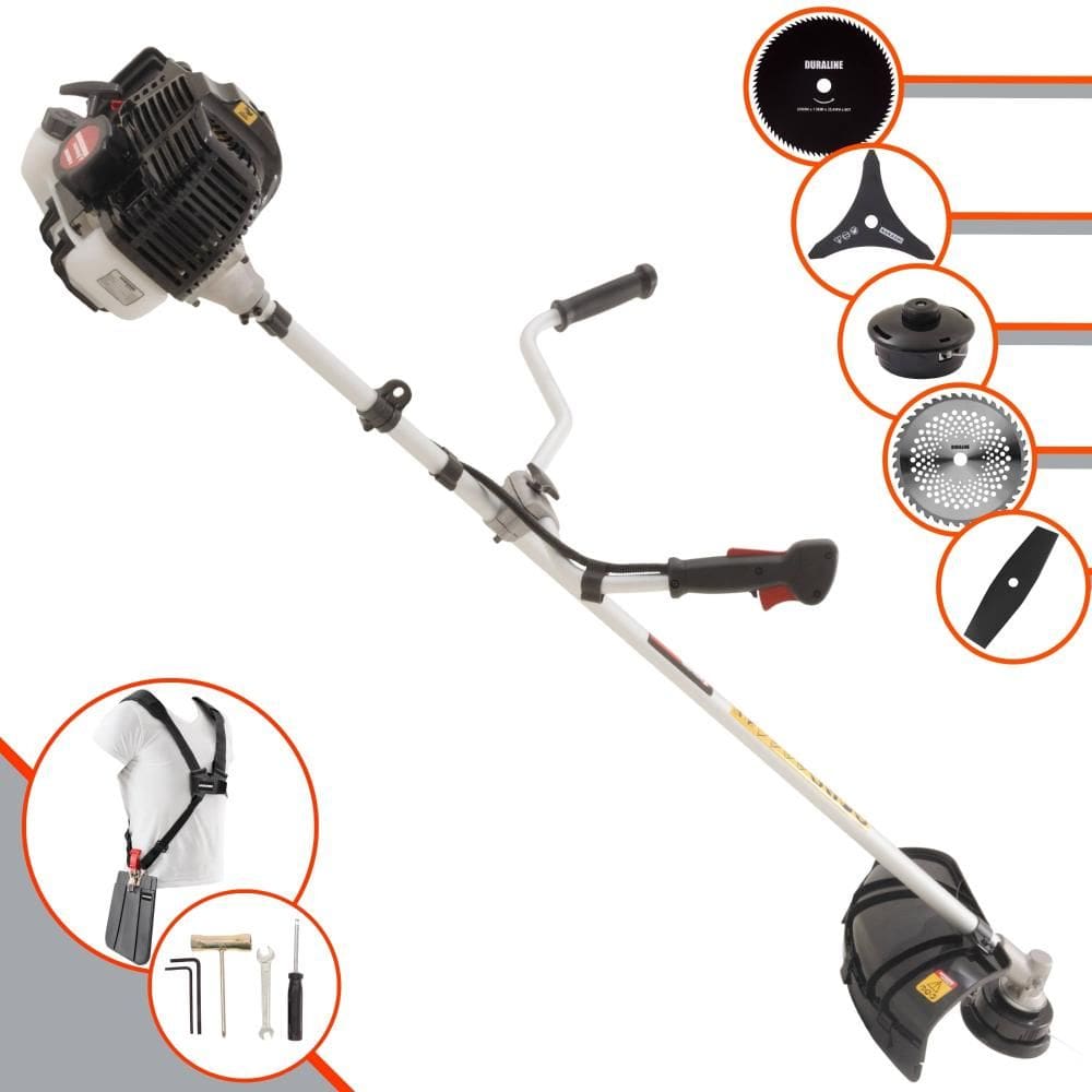 Roçadeira Lateral Kawashima KW43-LE À Gasolina 2T 43cc 1,7HP 10.000rpm Robusta e de Alta Performance Com Carretel de Nylon e Kit 4 Lâminas de Cortes
