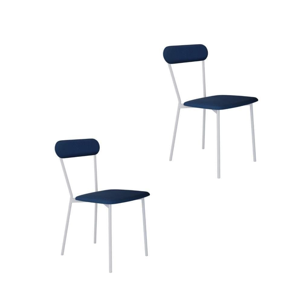 Cadeira Vintage Emília Fixa C-4 Pes 450 X 505 X 810 Mm C-2 Un. Pés Brancos. Cy.azul Jeans Azul Jeans City