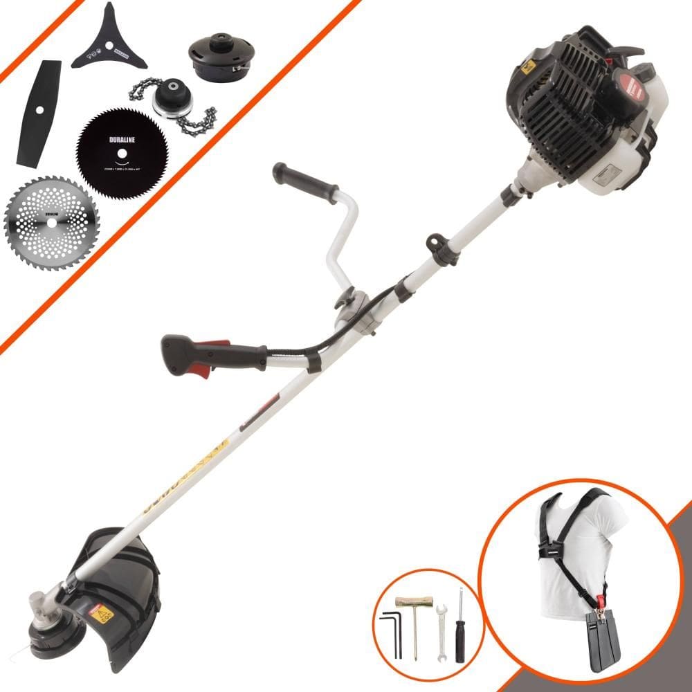 Aparador de Grama Completo Kawashima KW43-LE À Gasolina 2T 43cc 10.000rpm 1,7HP de Potência Com Kit 4 Lâminas de Corte, Trimmer e Carretel de Nylon