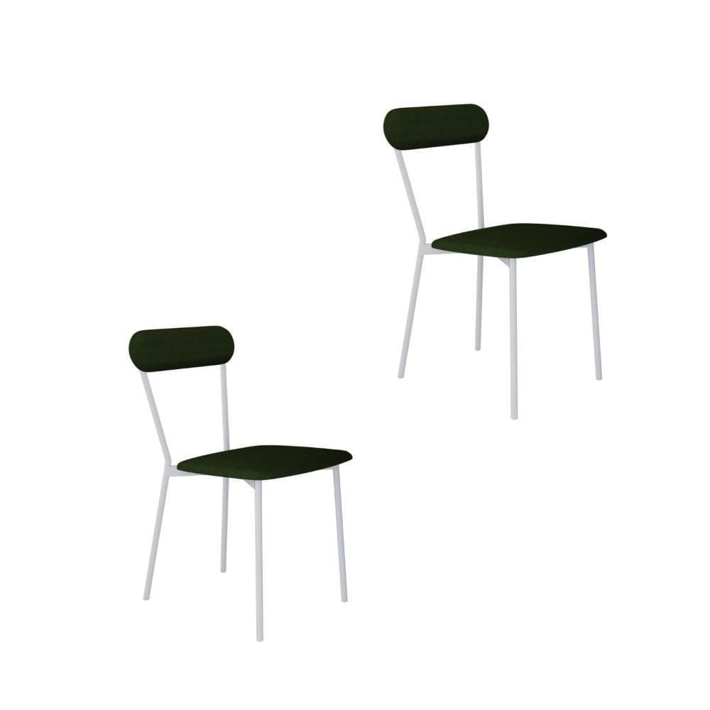 Cadeira Vintage Emília Fixa C-4 Pes 450 X 505 X 810 Mm C-2 Un. Pés Brancos. Cy.vd.msg Verde Musgo City