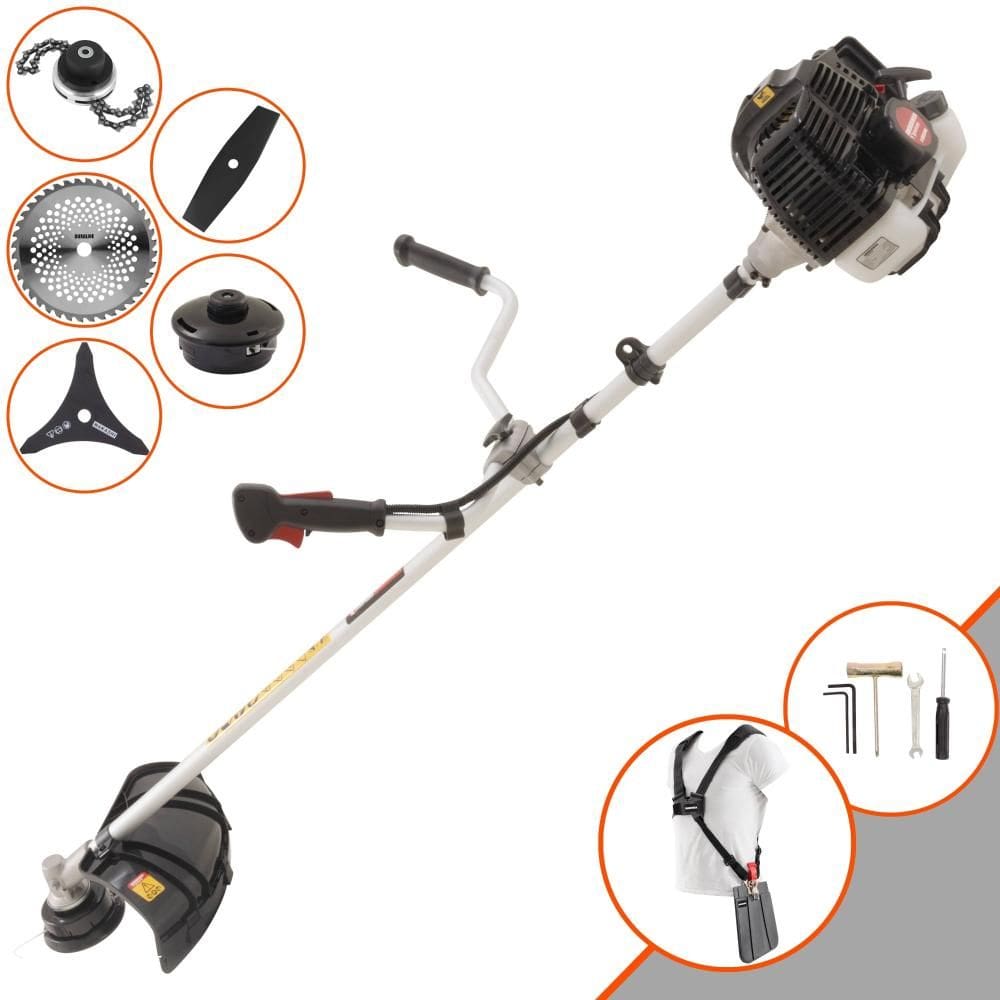 Máquina de Corta Grama Kawashima KW43LE À Gasolina 43cc 1,7HP 10.000rpm Multifunções Profissional Completa Com Carretel de Nylon + 4 Lâminas de Corte