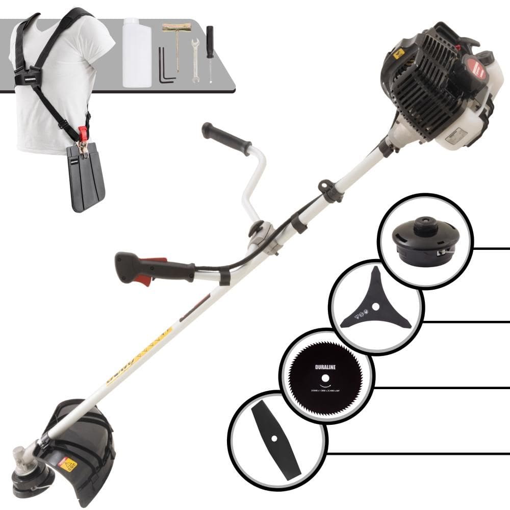 Roçadeira Aparador de Grama À Gasolina Kawashima KW43LE 43cc 1,7HP 2T Completa Com Carretel de Nylon + Faca 2 Pontas + Faca 3 Pontas + Faca 80 Dentes