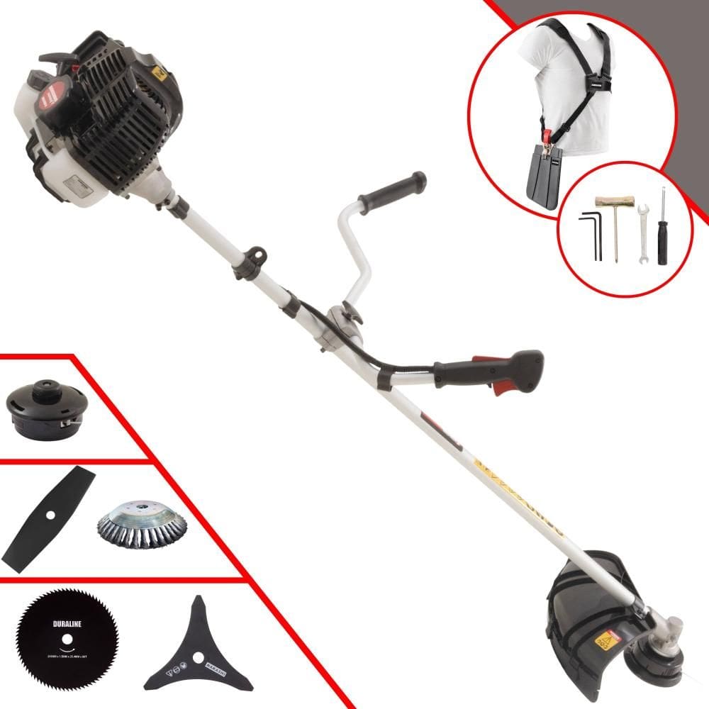 Roçadeira Lateral KW43LE Kawashima À Gasolina 2T 43cc 1,7HP Com Carretel + Faca 2 Pontas + Faca 3 Pontas + Faca 80 Dentes + Escova de Aço 38 Cerdas