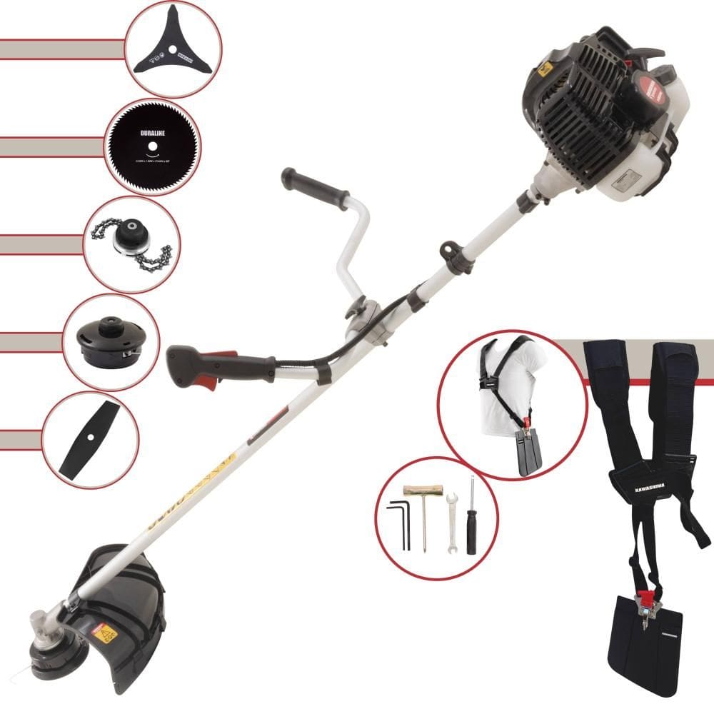 Roçadeira Lateral KW43-LE Kawashima À Gasolina 43cc 1,7HP Alta Rotação 5 Em 1 Com Carretel + Faca 2 Pontas + Faca 3 Pontas + Faca 80 Dentes + Trimmer