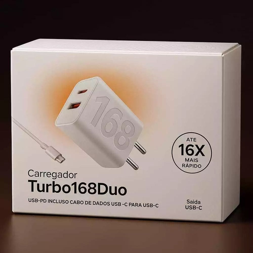 SUPER Carregador  Mi Turbo Tipo C 168w 16x Mais Rápido Carrega qualquer aparelho