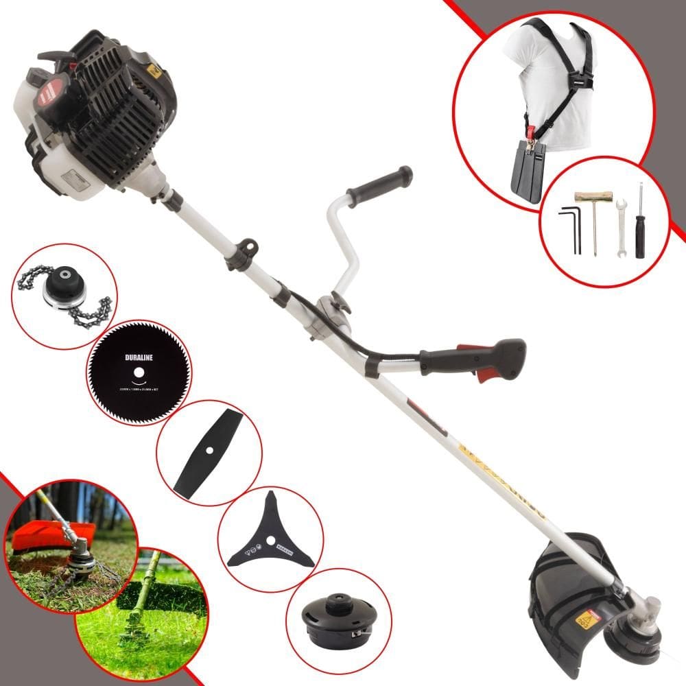 Roçadeira À Gasolina KW43-LE 2T 43cc 1,7HP de Alta Performance Completa Com Carretel e Faca 3 Pontas + EXTRA Faca 2 Pontas, Faca 80 Dentes e Trimmer
